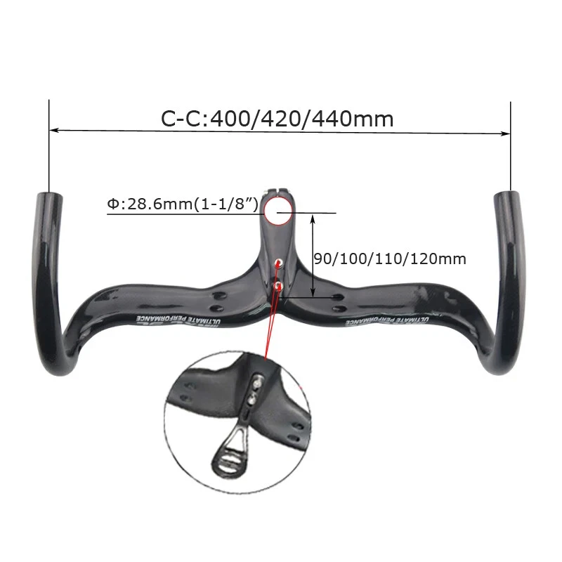 Road Bike Carbon Handlebar 400/420/440mm Integrated Cockpit Drop Bar Wtih Stem - Image 3 of 4