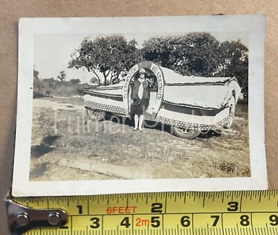 Rare 2x3  B&W VTG Photo 1940s PARADE FLOAT Clearwater FL Blacksmith Advertising