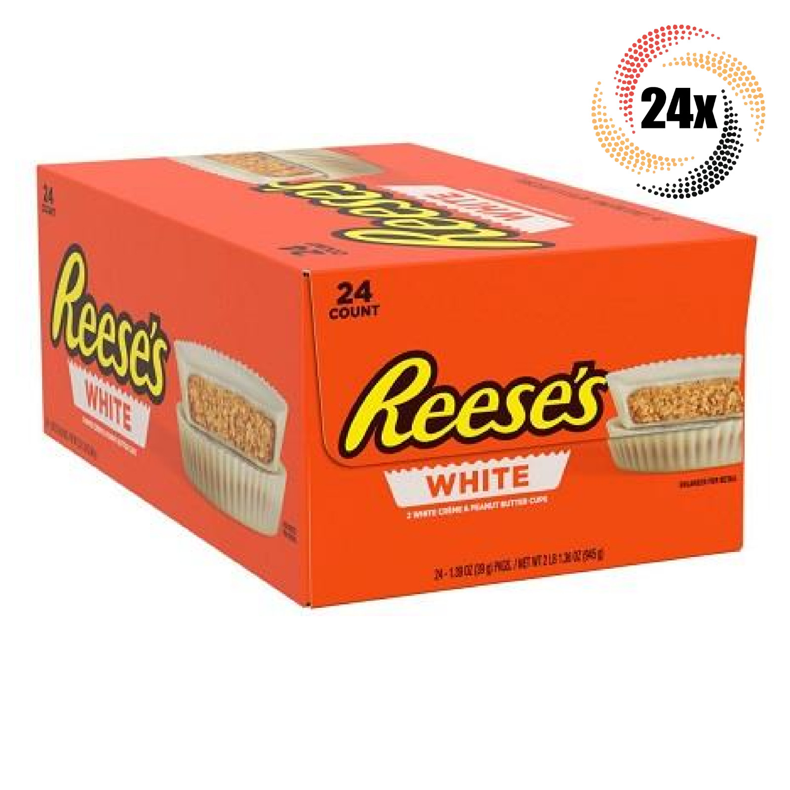 Полная коробка из 24 упаковок конфет Reeses с белым кремом и арахисовым маслом | 1,39 унции