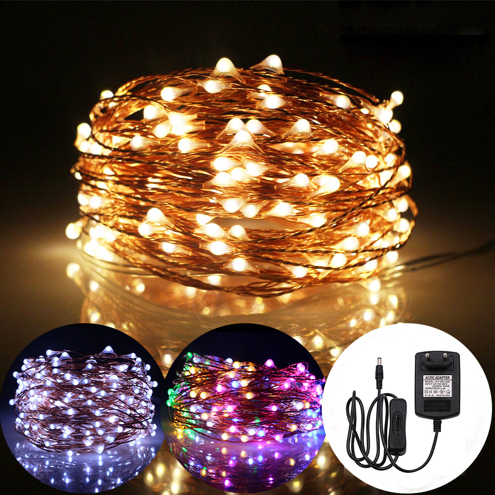 12V LED Lichterkette Draht Kupferkabel 10-50M Strom Mini Drahtlicht Kette Innen
