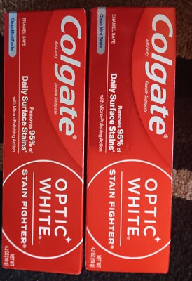 2 Pack Colgate OPTIC WHITE Stain Fighter Toothpaste 4.2oz each EXP. 08/2026