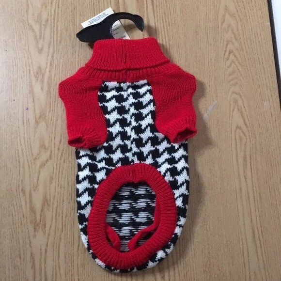 Nuevo Suéter Perrito Unisex Colección East Side Rojo Pata de Gallo Perro Talla Pequeña Foto 3 de 4