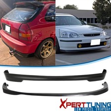 Fits 96-98 Honda Civic Hatchback Front Rear Bumper Lip Spoiler Unpainted Black