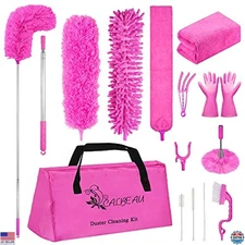 Microfiber Duster Set with Extension Pole, Bendable & Washable, 15 PCS