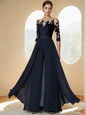 Mother of the Bride Dress Wedding Guest Elegant Party Chiffon Lace Appliques Hot