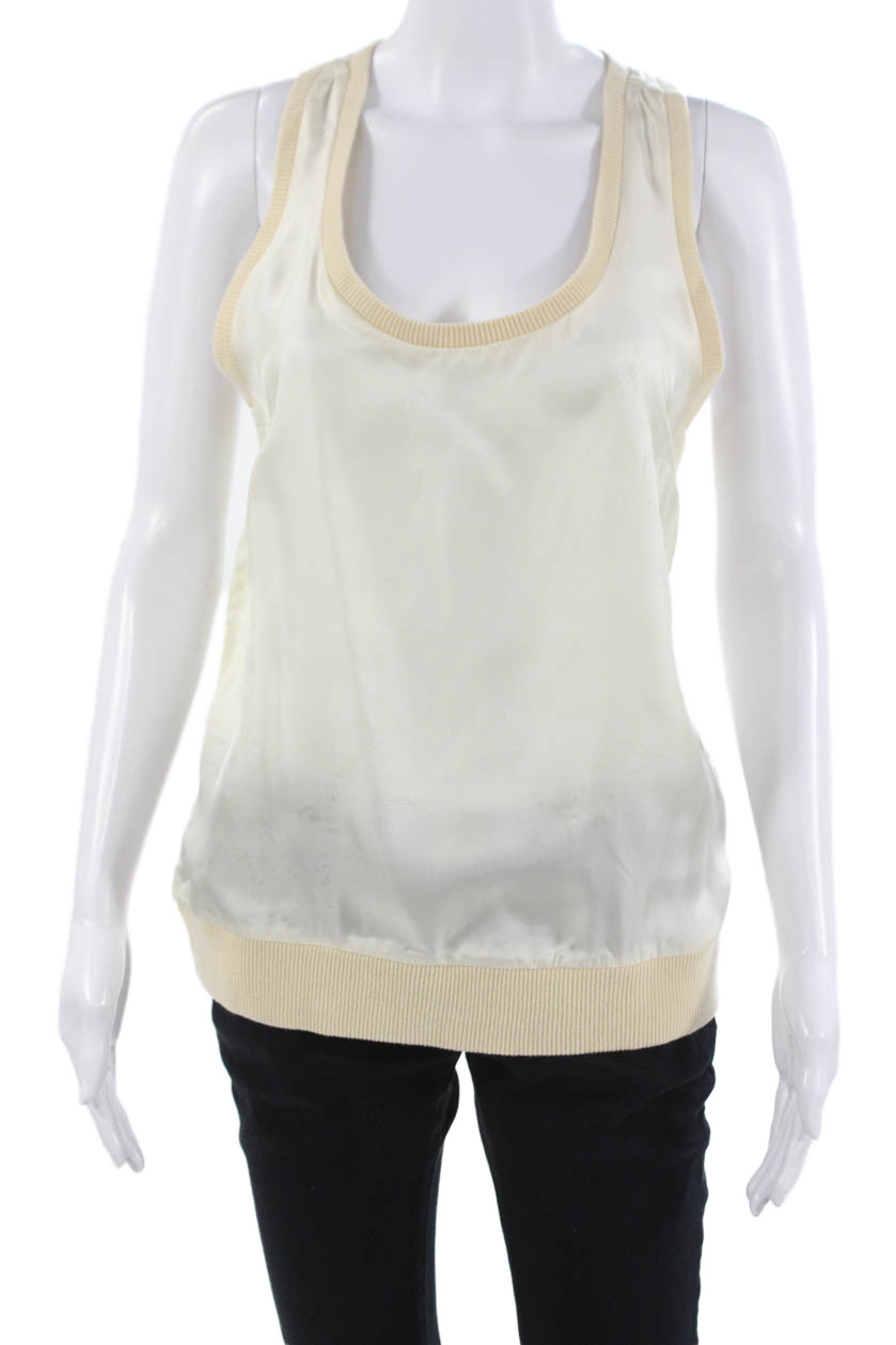 Brochu Walker Womens Silk Basic Tank Sleeveless Round Neck Beige Size SFree Shipping in US $100+ Orders | $6.95 Orders Below