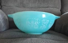 Vintage Pyrex Turquoise Cinderella Amish Butterprint Mixing Bowl 4 QT #444