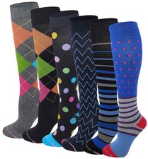 6 Pairs Pack Women Dr Motion Graduated Compression Knee High Socks 6 Pk New ...