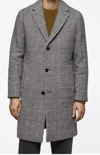 MNG By MANGO Men s Prince Of Wales Checkered Black/Gray Wool Coat -Sz. M