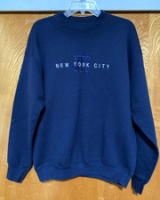 90's Embroidered New York City NYC Pullover Sweatshirt Blue Large Unisex