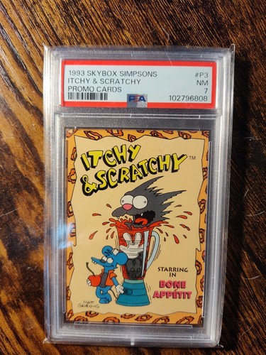 1993 Skybox Simpsons Promo Cards Itchy & Scratchy #P3 PSA 7
