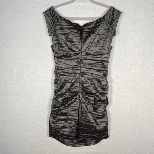 Alex Evenings Gunmetal Silver Size 8 Sheath Midi Metallic Formal Cocktail Dress - Picture 10 of 11