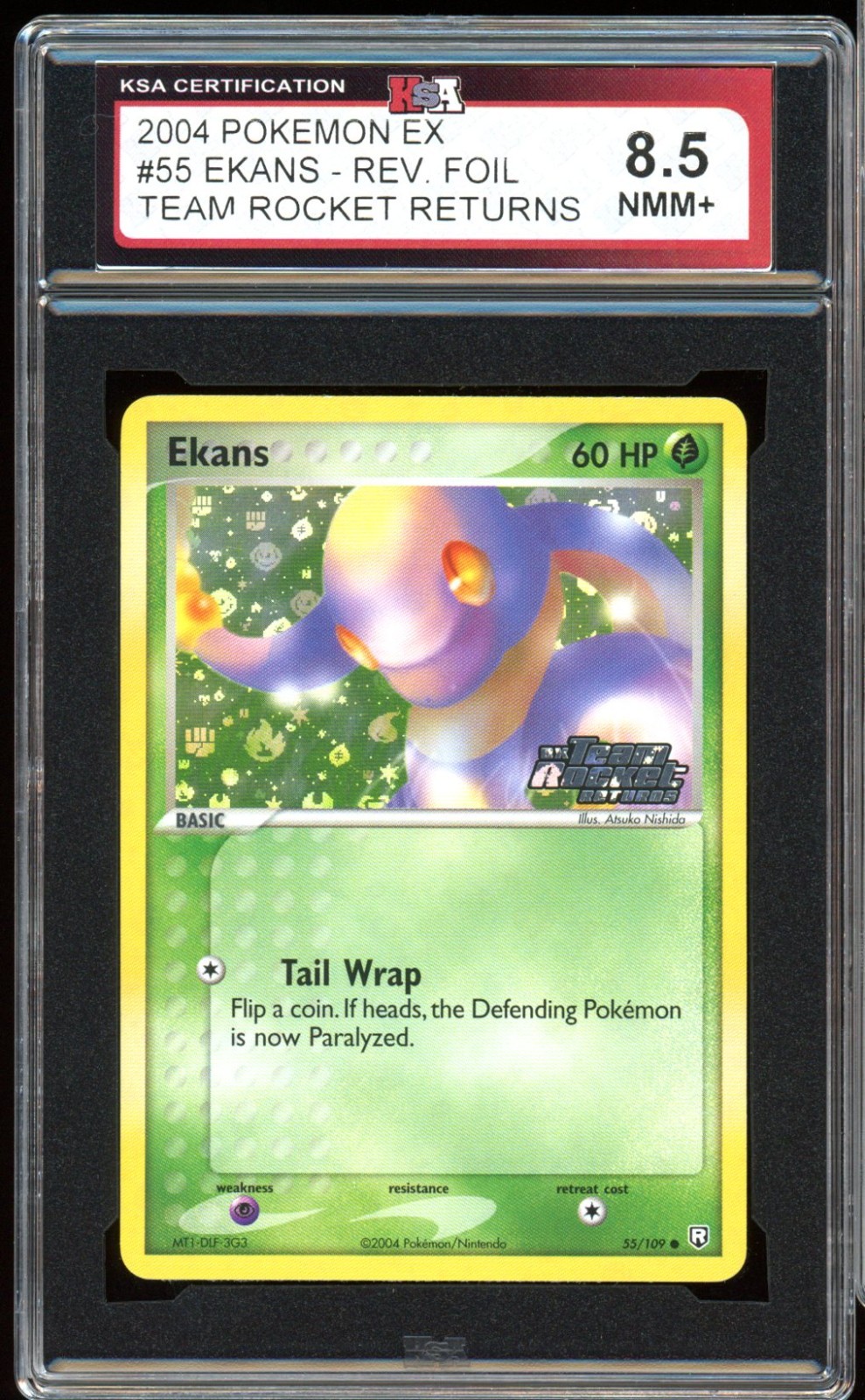 2004 Pokemon EX Team Rocket Returns #55 Ekans Reverse Holo KSA 8.5 NMM+