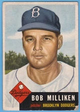 1953 Topps #221 Bob Milliken. Brooklyn Dodgers. VG/EX.