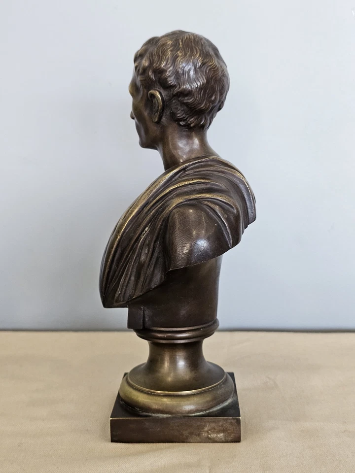 Ancienne Scuplture Buste Jules César Bronze Signée Moreau Mathurin Hors Concours - Photo 3/4