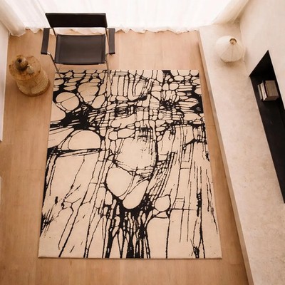Modern Neutral Wool Rug Minimal Hand Tufted Area Rug, Soft Beige Carpet