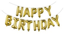 Gold Happy Birthday Balloons Banner 16 Inch Mylar Foil Letters, Inflatable Party