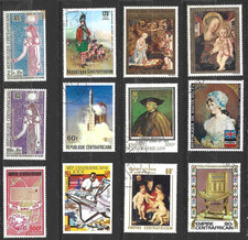 LOT DE 12 TIMBRES ET VIGNETTE / NEUFS ET OBLITERES / REPUBLIQUE  CENTRAFRICAINE
