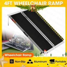 VNN Portable Wheelchair Ramp 4FT Non-Slip Aluminum Folding Handicap Ramp 600 LBS