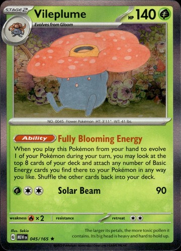 Vileplume 045/165 Rare 151 Pokemon Holo Near Mint