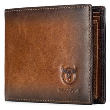 RFID Wallets for Men Slim Bifold Genuine Leather Front Pocket Wallet with 2 I...