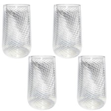 Reusable Plastic Tumbler Cups Set of 4 15cm Clear Swirl Design Outdoor Picnic