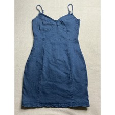 Windsor Womens Small Blue Denim Mini Dress Bustier Bodice Adjustable Straps Zip
