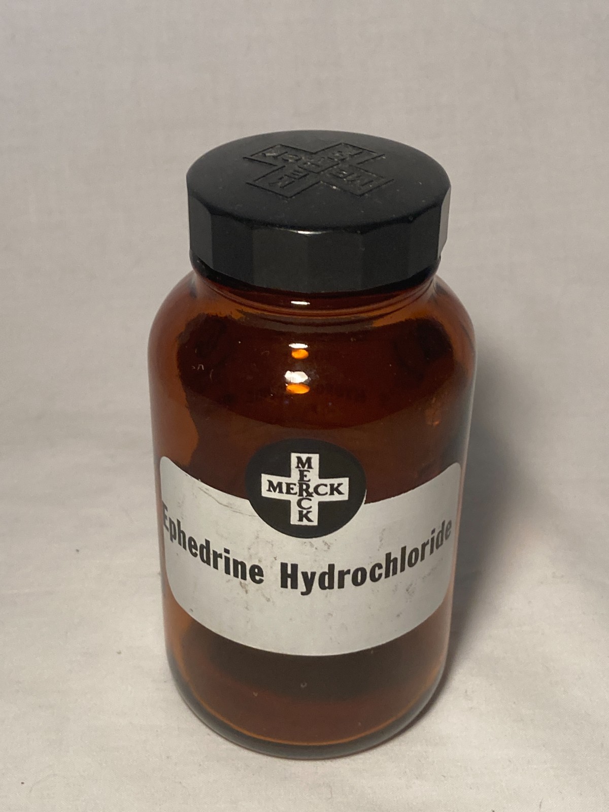 c1940s Merck Ephedrine Hydrochloride Merck & Co. Rahway, N.J., Medicine Bottle