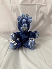 Handmade Crochet Plush Triceratops Dinosaur Amigurumi Toy Blue