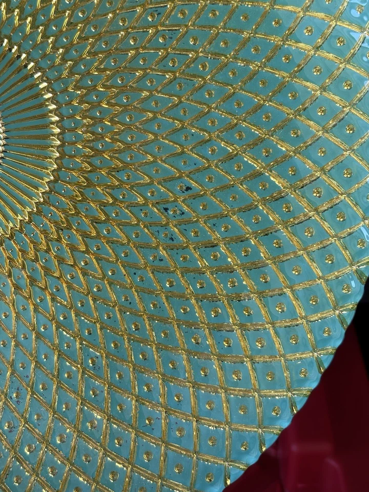 Green & Gold Large Fruit Plate – Decorative Serving Tray / Centerpiece - Image 3 of 4