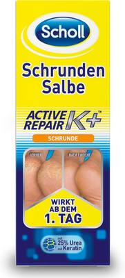 Scholl Schrundensalbe Active Repair K+ Fußcreme, 25 Ml, Für Trockene, Rissige Fe