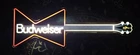 VTG 1980s Budweiser Bowtie Guitar Lighted Beer Sign Man Cave Bar Decor 41.25" L