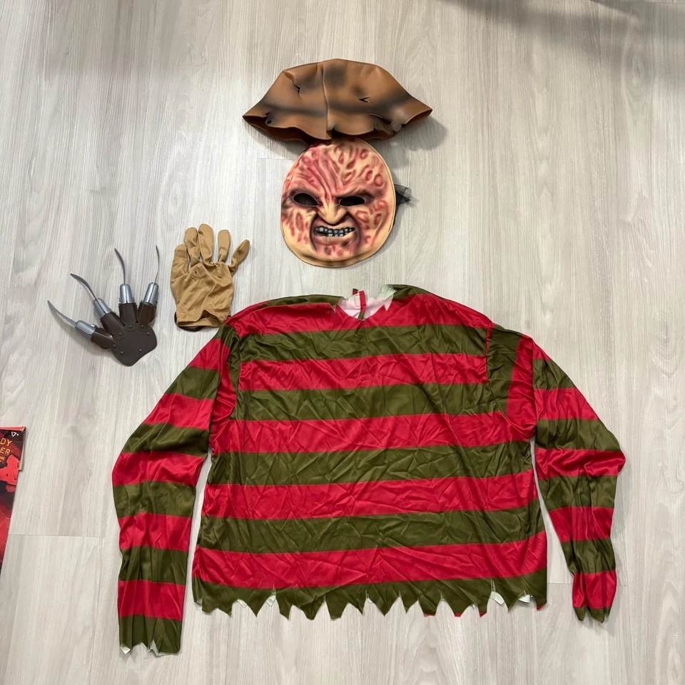 Freddy Krueger Adulto Disfraz Pesadilla Olmo Calle Máscara Sombrero Guante Talla Única Foto 3 de 4