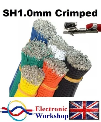 JST SH 1.0mm Crimped Terminals & Wires 20cm Long Black Red White Blue Yellow UK