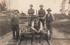 Railroad Hand Car, Roscomon MI Michigan 1912 RPPC Photo Postcard COPY