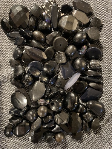 80+ BEAD Mixed Lot - Black , Acrylic