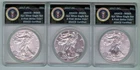 LOT OF 3 U.S. SILVER AMERICAN EAGLES - KM#273 - 2017(P), (S), (W) - ANACS - MS69