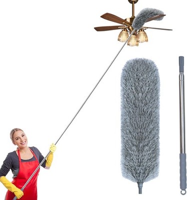 Microfiber Feather Duster with Extendable Pole, 100-inch Extra-Long Dusters Tele