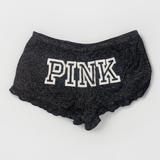Victorias Secret Shorts Casual Sleep Lounge Gray Black Logo Flirty Size Small