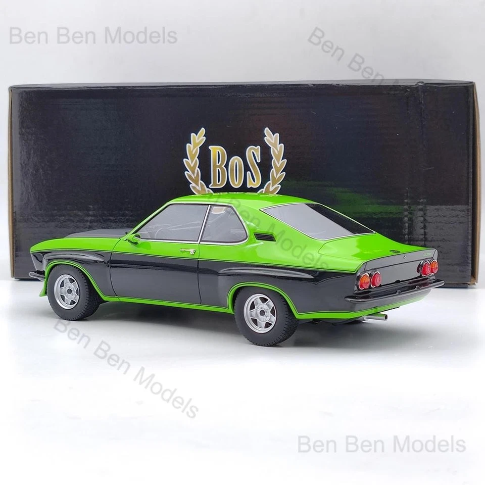 BOS 1:18 1975 Opel MANTA TE 2800 COUPE Green & Black BOS108 Resin Model Car Used - Image 3 of 4