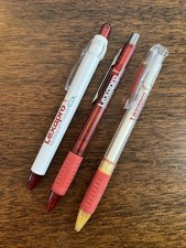 Lot of 3 Lexapro Medical Drug Rep Pharmaceutical Pens Red Grip White Gold Forest