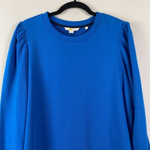 Boden Sweatshirt Dress US Size 14L Blue Long Puff Sleeve Crew Neck Blue - Picture 2 of 10