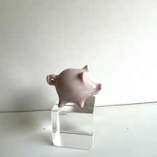 Vintage Animal Figurine Porcelain Tiny Pig Pink 1.75"