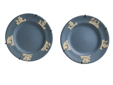 Wedgwood Plates Set Of 2 Blue Jasperware 6 1/4" Cupid Cherub Collector England