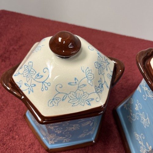 Temptations Floral Lace Blue 1.8qt & 0.9qt Canister Set Cookie Jar - Picture 9 of 20