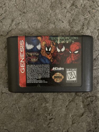 Separation Anxiety (Sega Genesis, 1995) Cartridge Only - Spider-Man & Venom - Zdjęcie 1 z 3