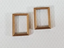 Dollhouse Picture Frame Set of 2 Small Gold for Paintings 1:12 Scale Miniatures