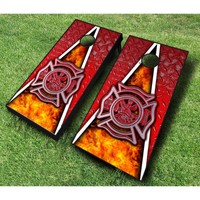 Fireman Tournament Cornhole Set, Brown & Pink Bags, 48l X 24w X 3h Inches on sale Fireman Tournament Cornhole Set, Brown & Pink Bags, 48l X 24w X 3h Inches on sale