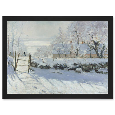 Claude Monet Elster alter Meister Kunst A4 gerahmter Wandkunstdruck