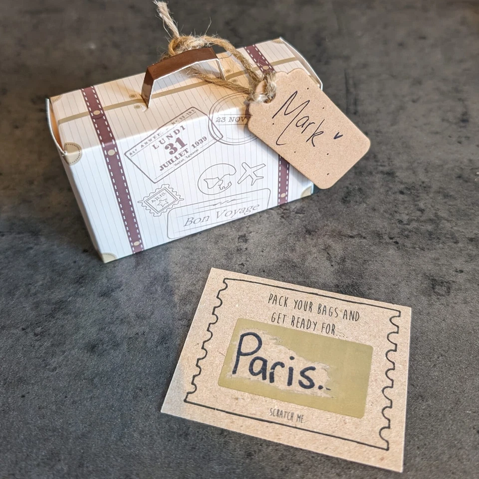 SQUIDGEMAKES DIY Surprise Mini Reversible Suitcase Scratch & Reveal Travel Ticket Gift bundle